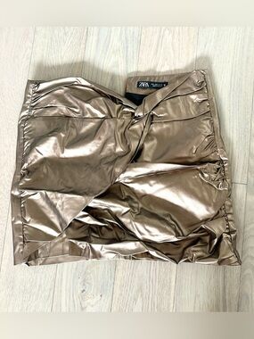Zara Metallic Bronze Mini Skirt